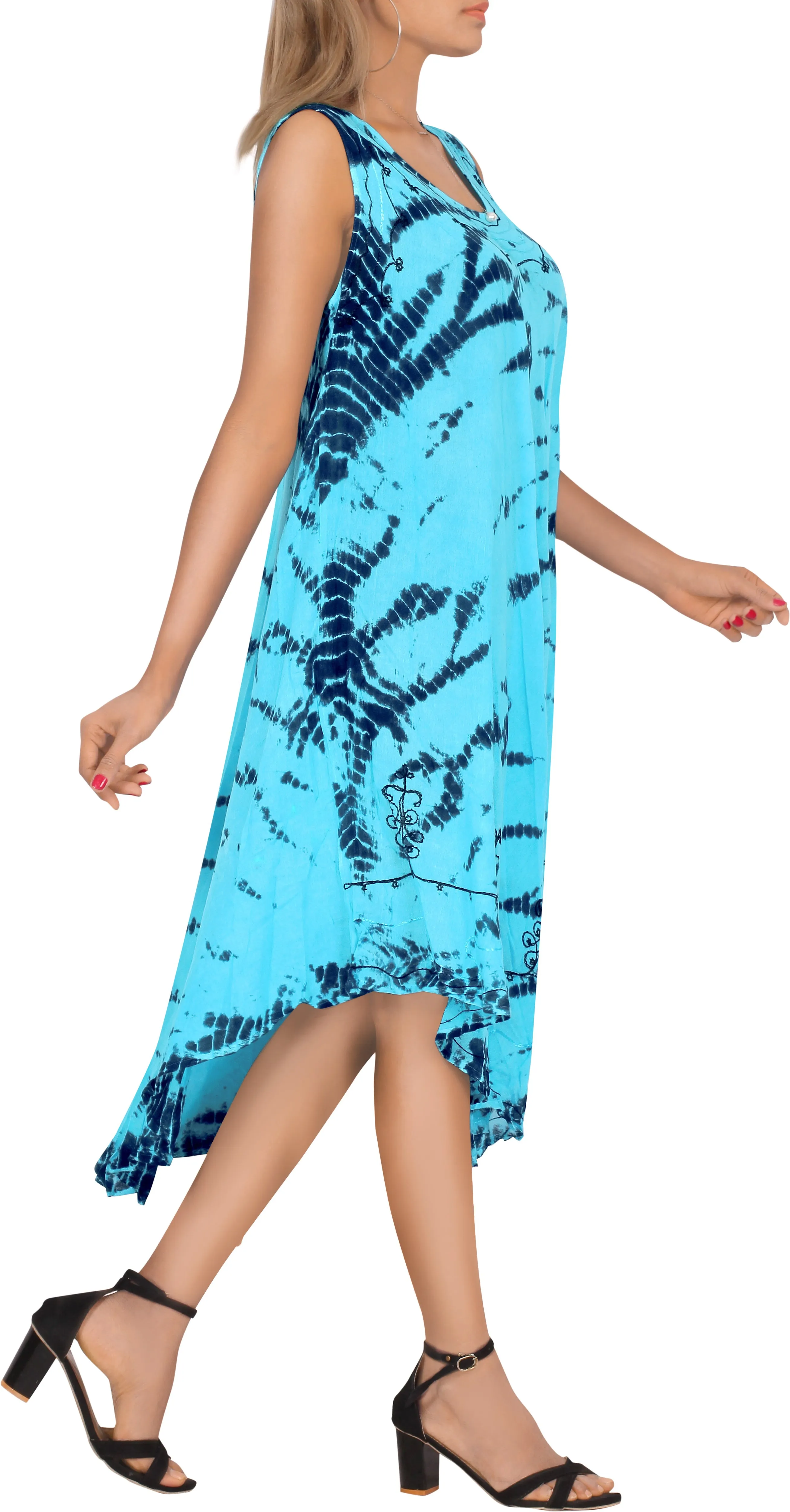 LA LEELA Women's Beach Dress Bikini Swimwear swimsuit Plus Cover up Jumpsuit Blu