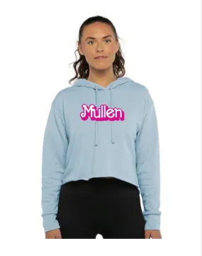 Ladies Crop Hoodie Light Blue