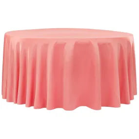 Lamour Satin 132" Round Tablecloth - Coral