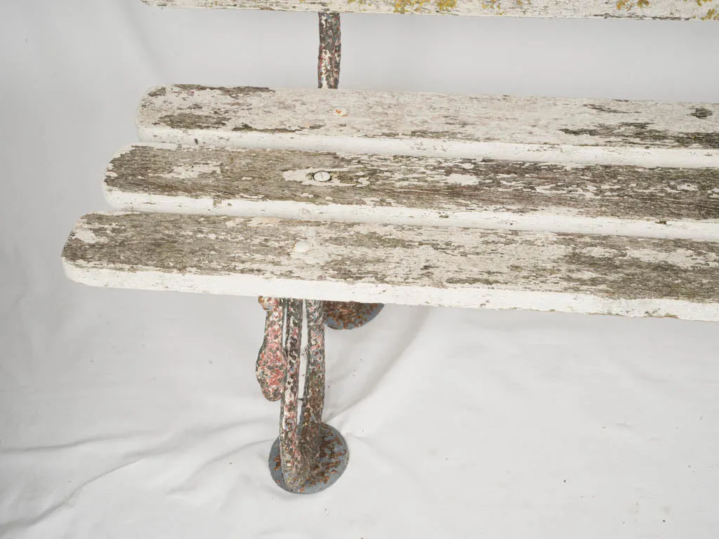 Late 19th-Century French Garden Bench w/ Serpent Cast Iron Legs, 70¾"