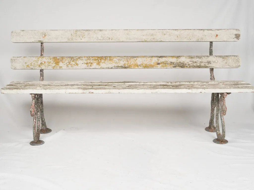 Late 19th-Century French Garden Bench w/ Serpent Cast Iron Legs, 70¾"