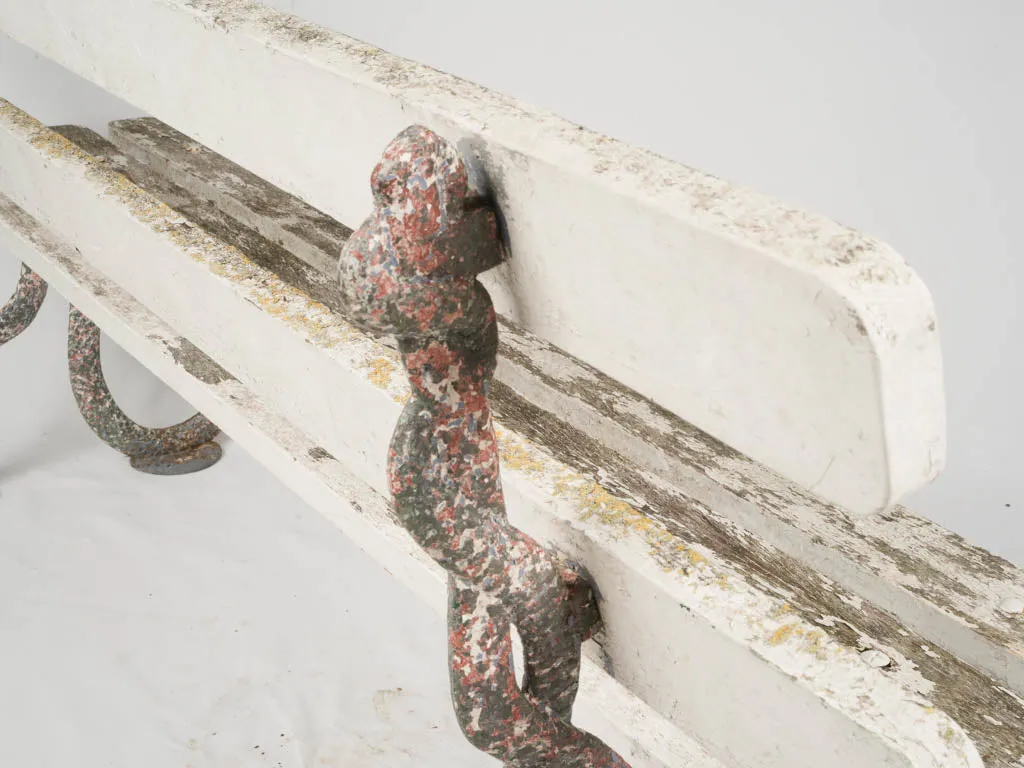Late 19th-Century French Garden Bench w/ Serpent Cast Iron Legs, 70¾"