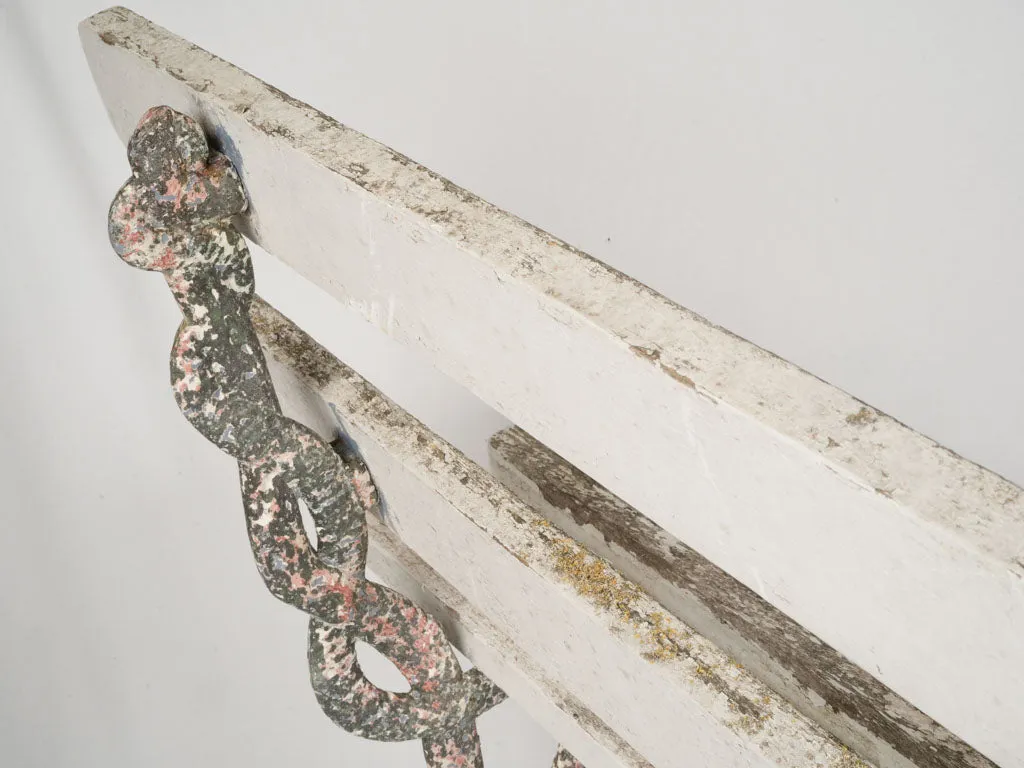 Late 19th-Century French Garden Bench w/ Serpent Cast Iron Legs, 70¾"