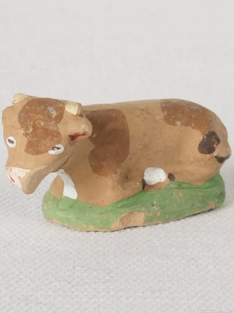 Late 19th / Early 20th Century Handmade Terracotta Santon Jersey Cow