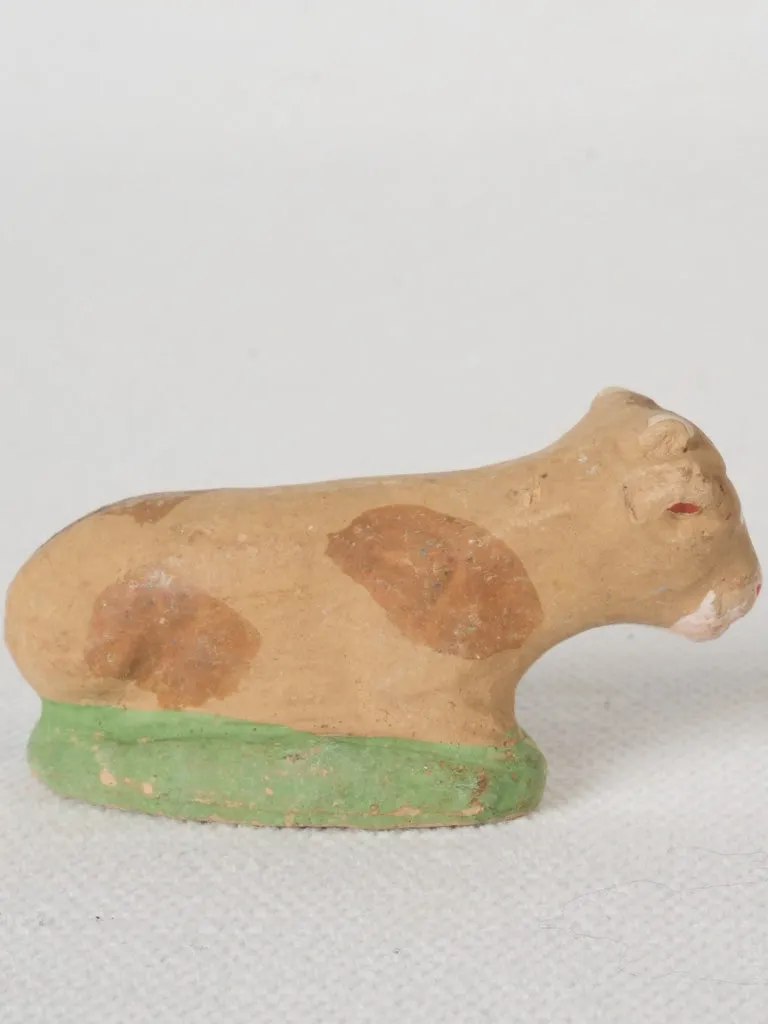 Late 19th / Early 20th Century Handmade Terracotta Santon Jersey Cow