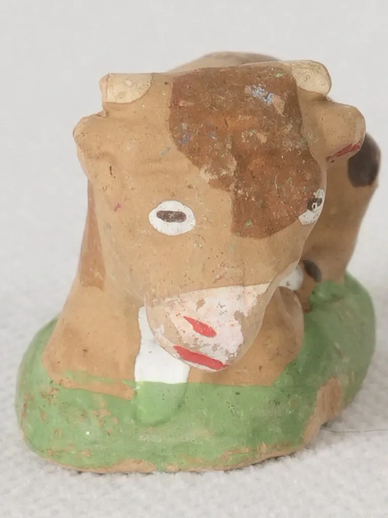 Late 19th / Early 20th Century Handmade Terracotta Santon Jersey Cow