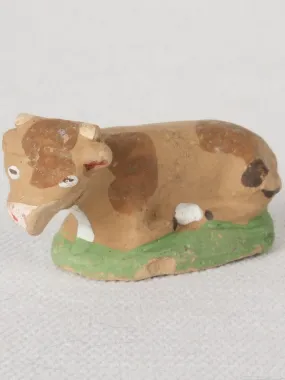 Late 19th / Early 20th Century Handmade Terracotta Santon Jersey Cow