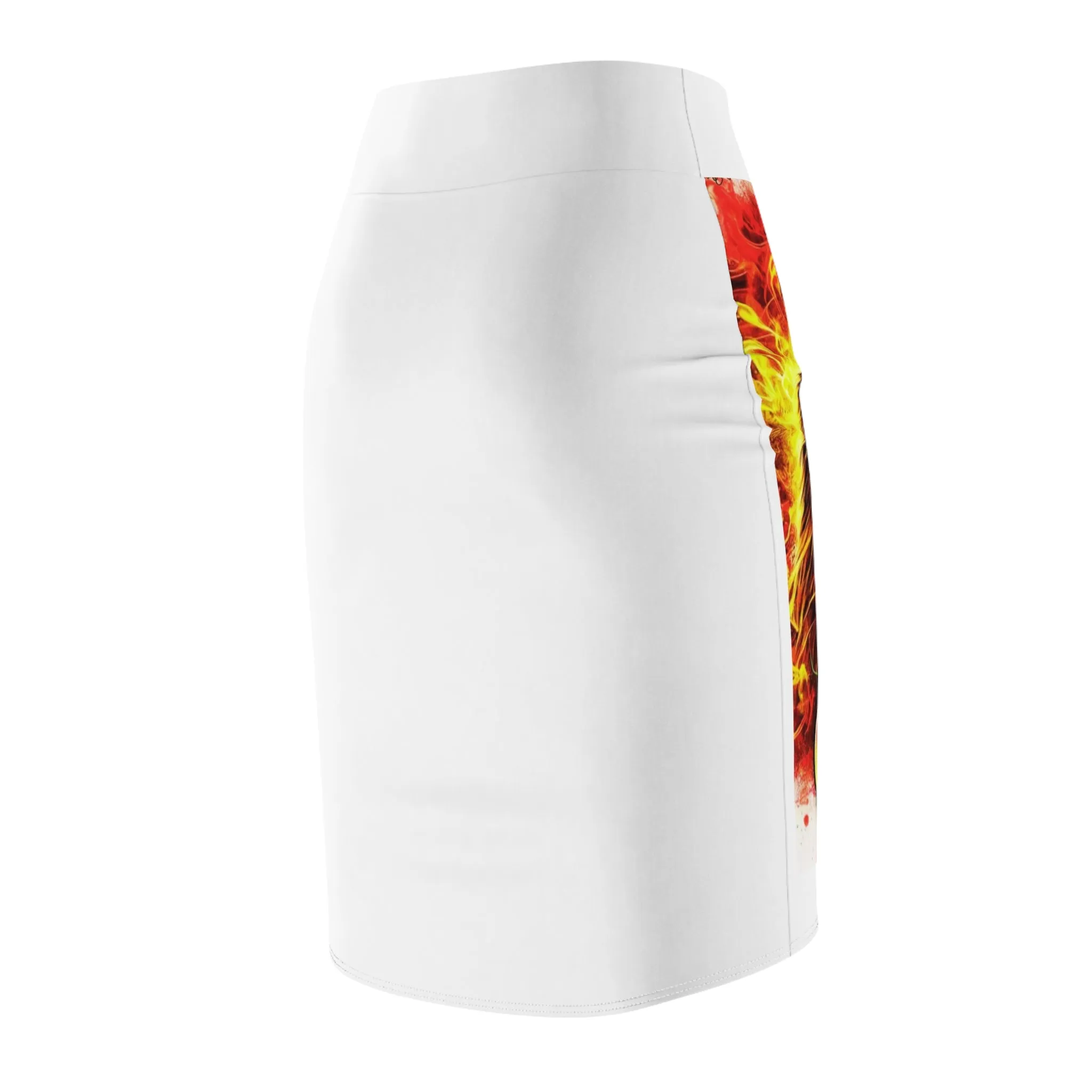 Lone Lion Love Women's Pencil Skirt - Vibrant Rasta Art Design