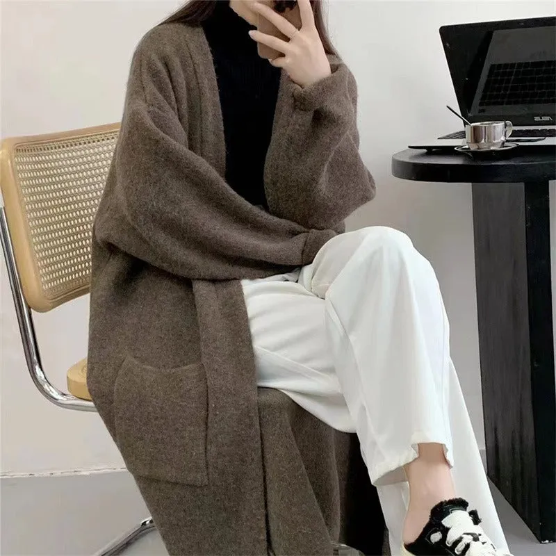 Long knitted cardigan women