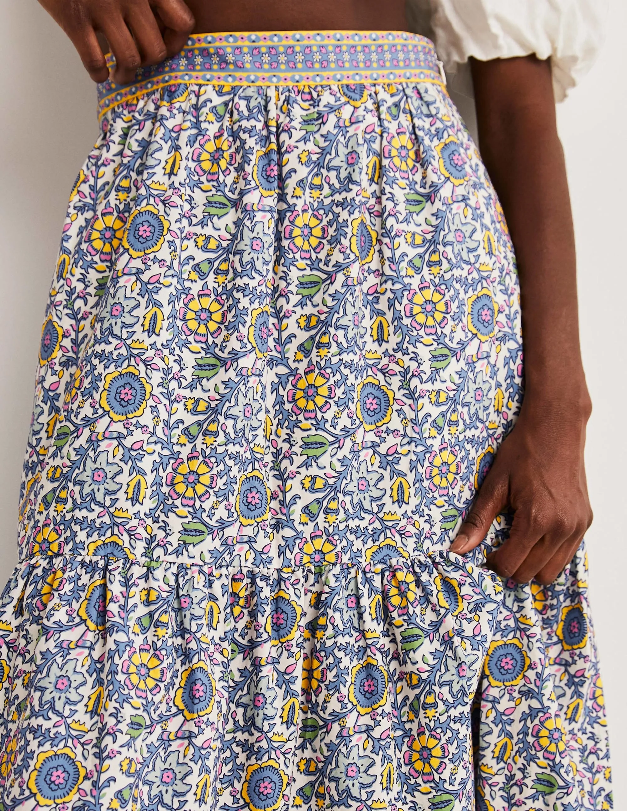 Lorna Tiered Maxi Skirt-Enchanting Twig, Ivory