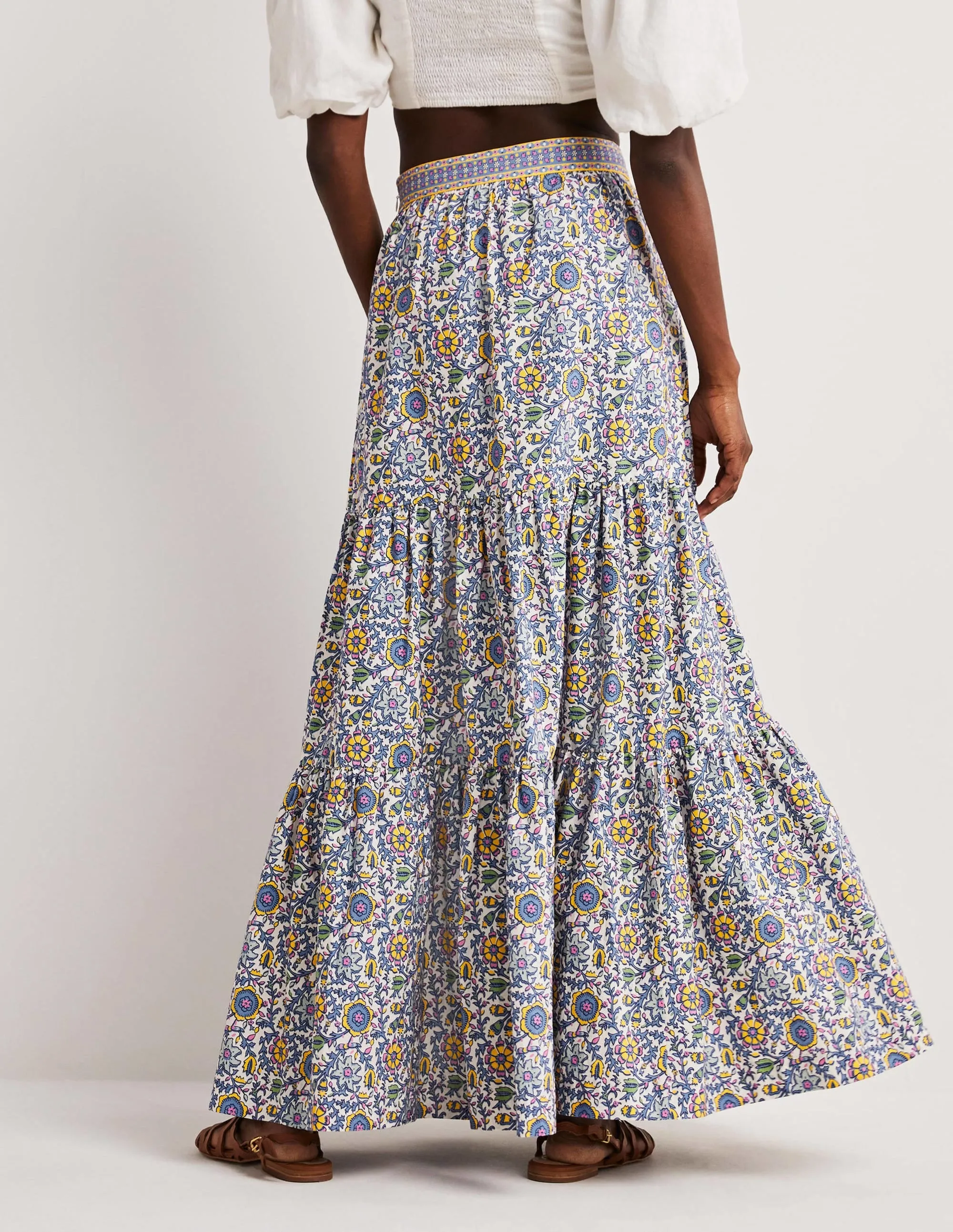 Lorna Tiered Maxi Skirt-Enchanting Twig, Ivory