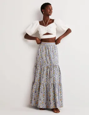 Lorna Tiered Maxi Skirt-Enchanting Twig, Ivory