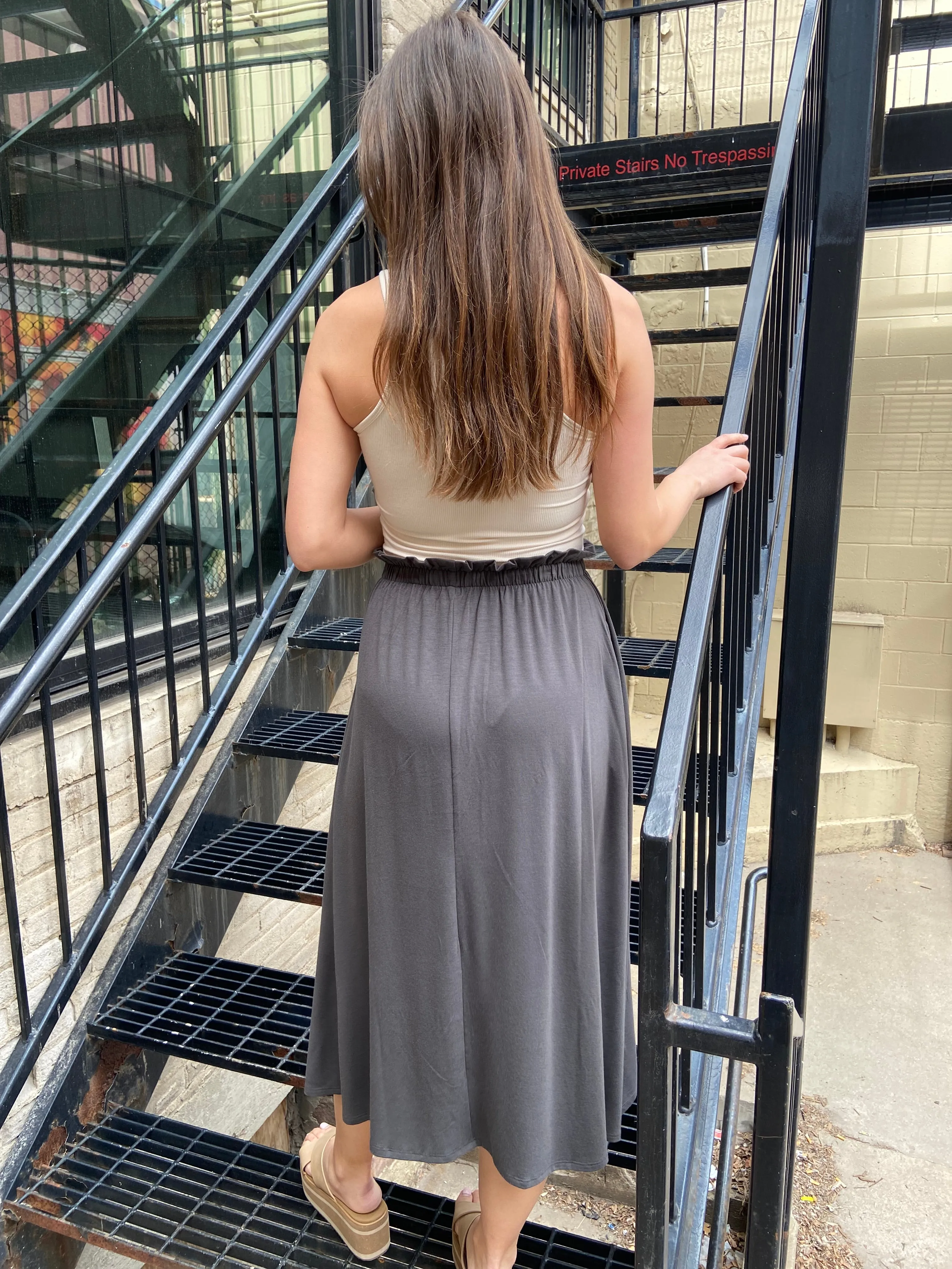 Mae Grey Elastic Midi Skirt
