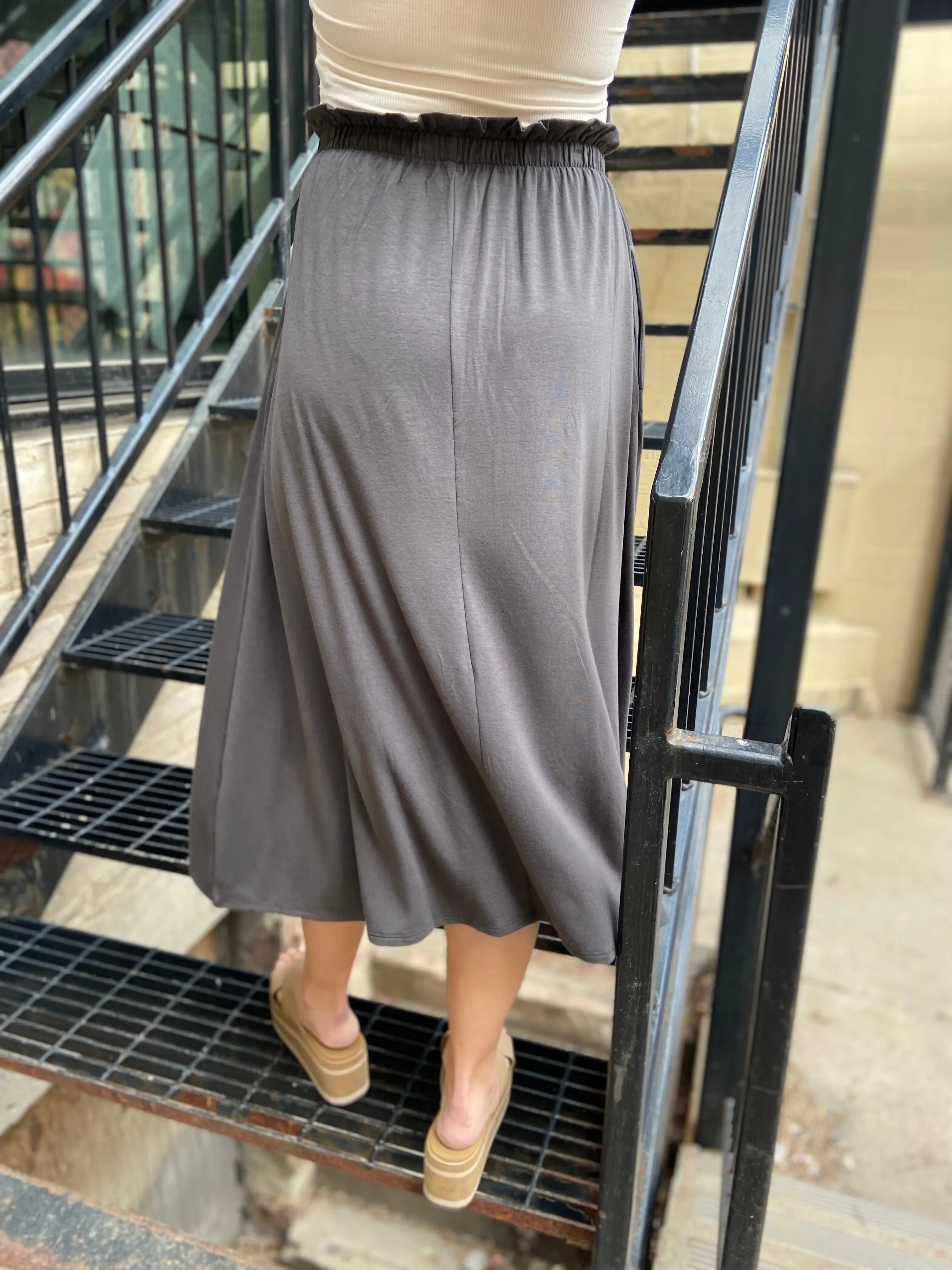 Mae Grey Elastic Midi Skirt