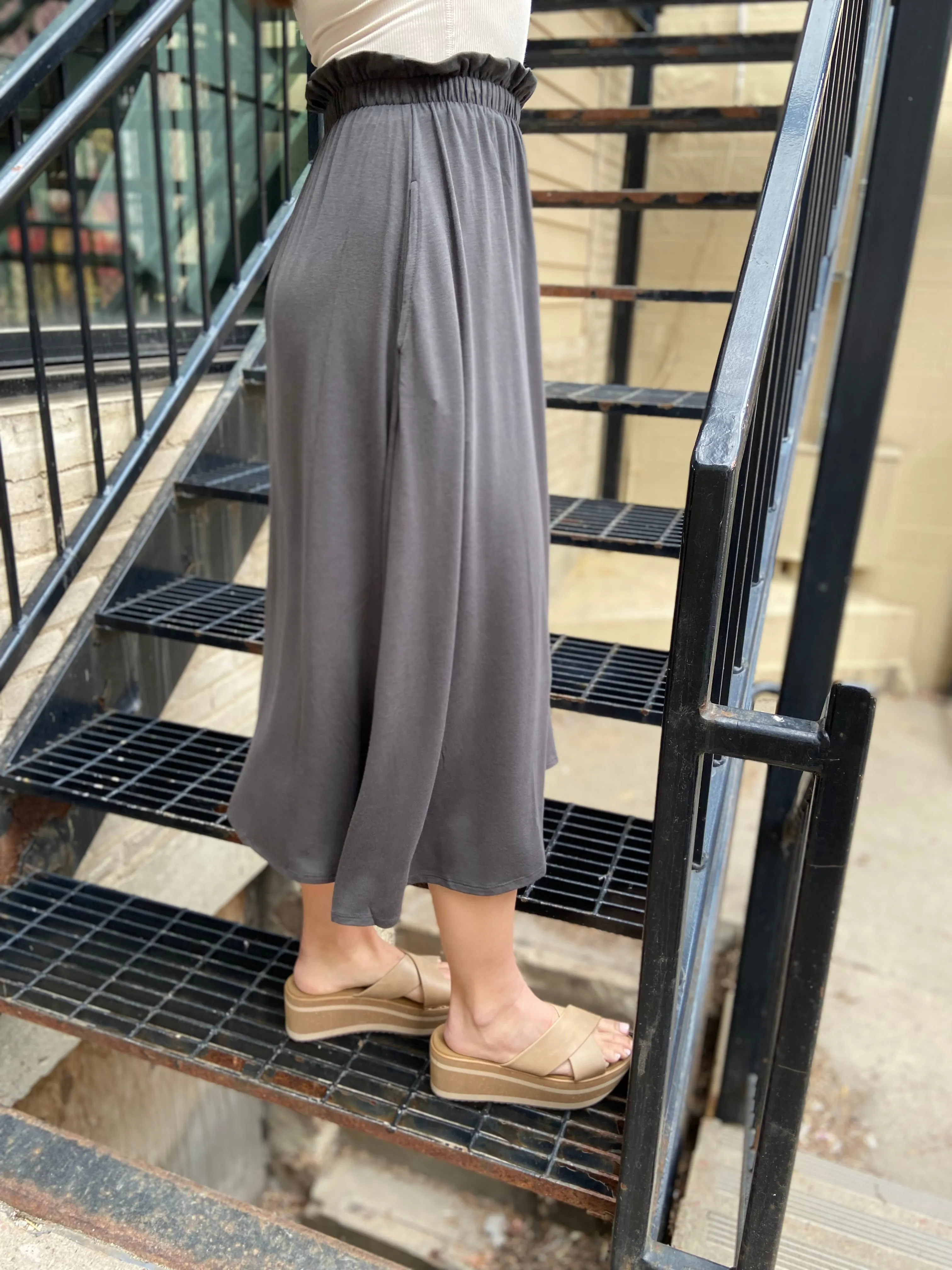 Mae Grey Elastic Midi Skirt