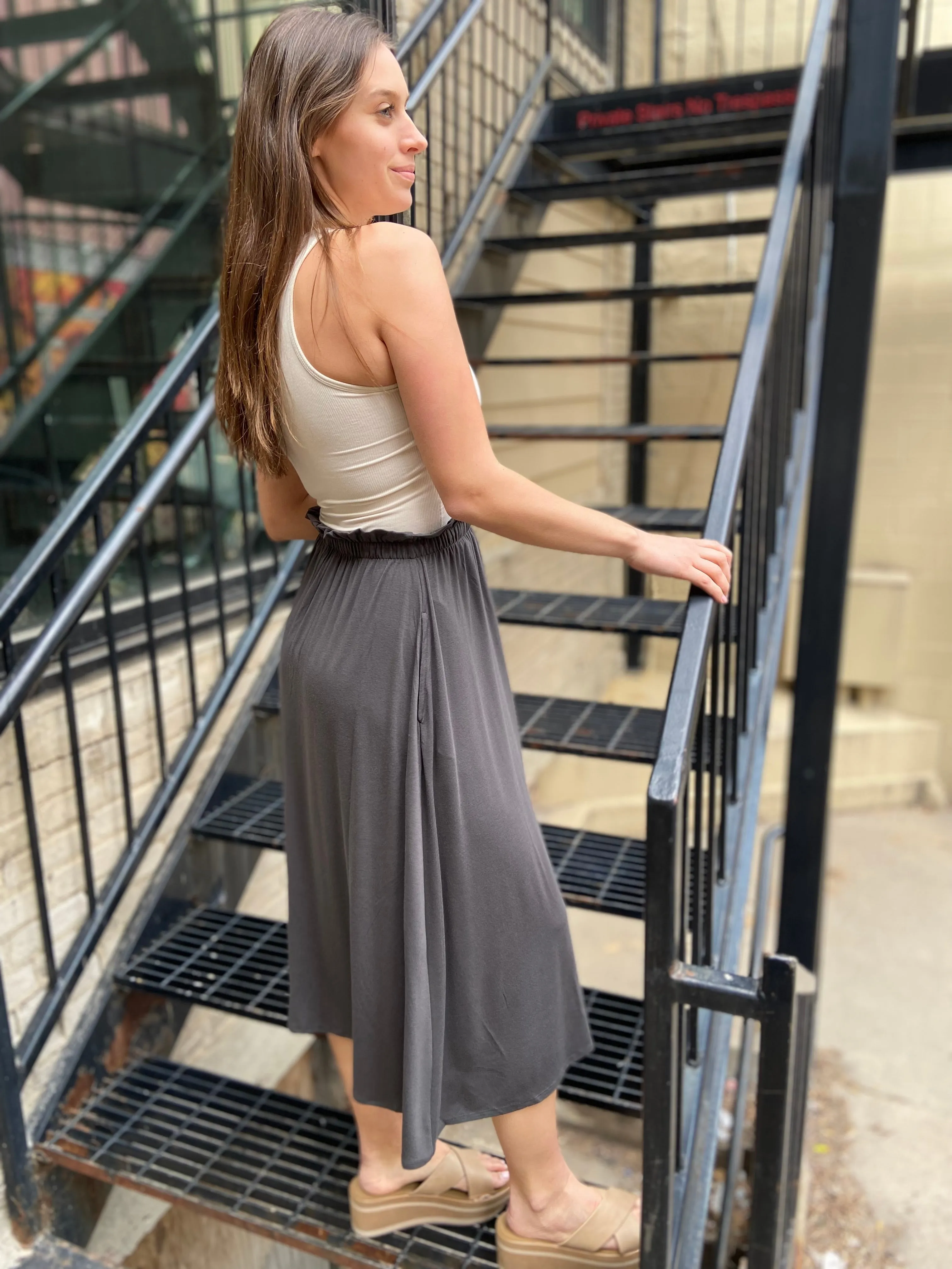 Mae Grey Elastic Midi Skirt