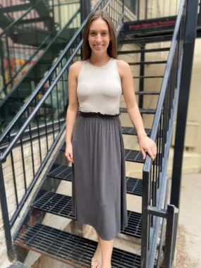 Mae Grey Elastic Midi Skirt