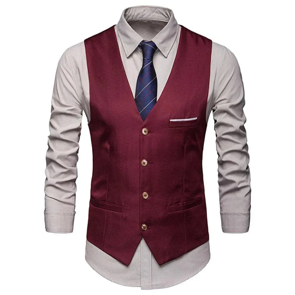 Men Slim Fits Mens Suit Vest Male Waistcoat Gilet Homme