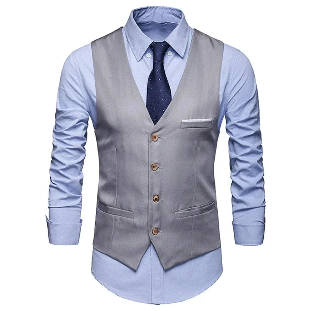 Men Slim Fits Mens Suit Vest Male Waistcoat Gilet Homme