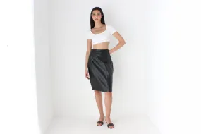 Minimal 80s Leather Pencil Skirt by Bruno Valli, Made in Italy
