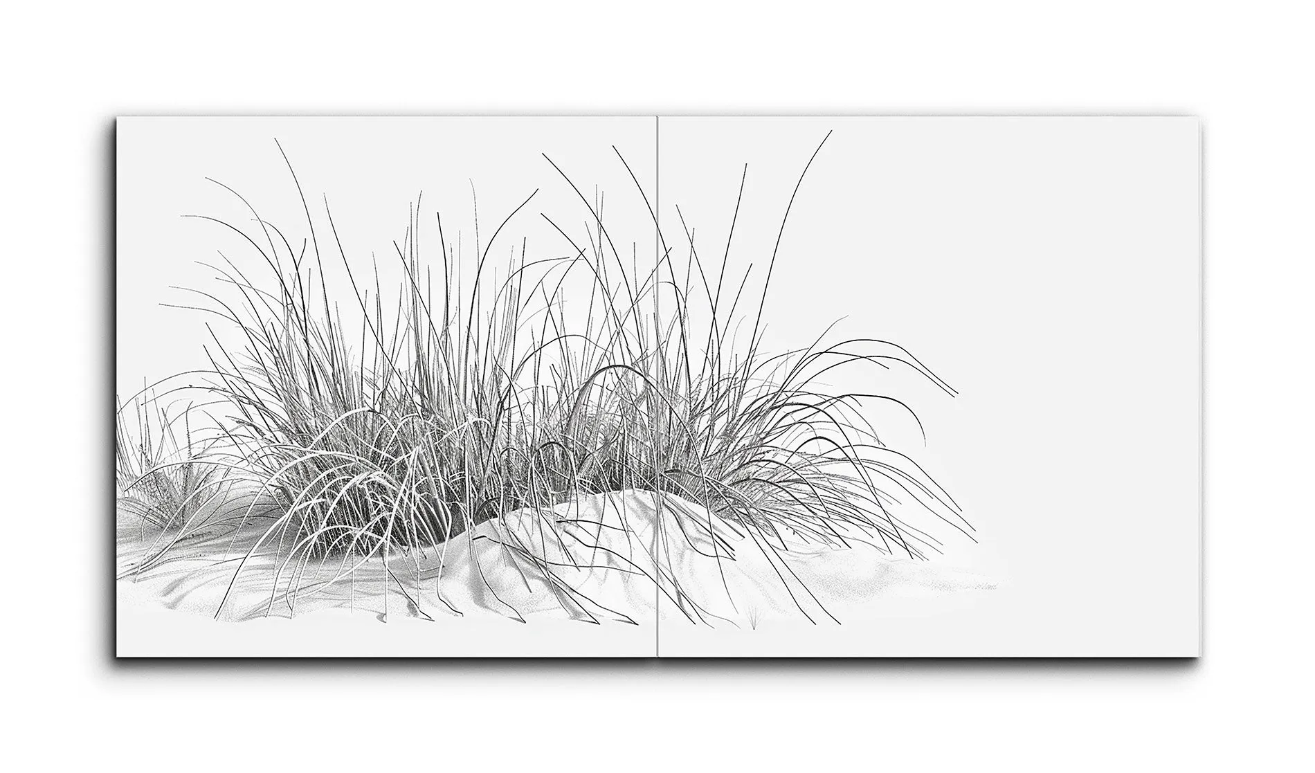 Monochrome Grass: A Minimalist Two-Panel Artwork