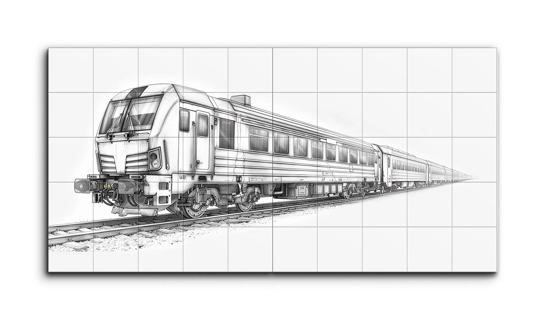 Monochrome Modern Train: Technical Precision Art