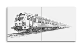 Monochrome Modern Train: Technical Precision Art