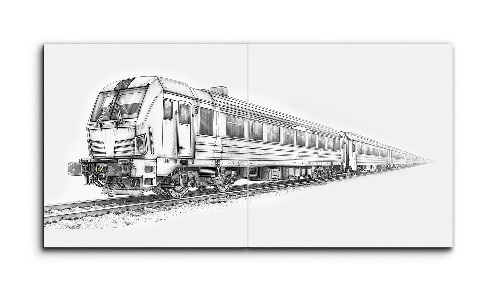 Monochrome Modern Train: Technical Precision Art