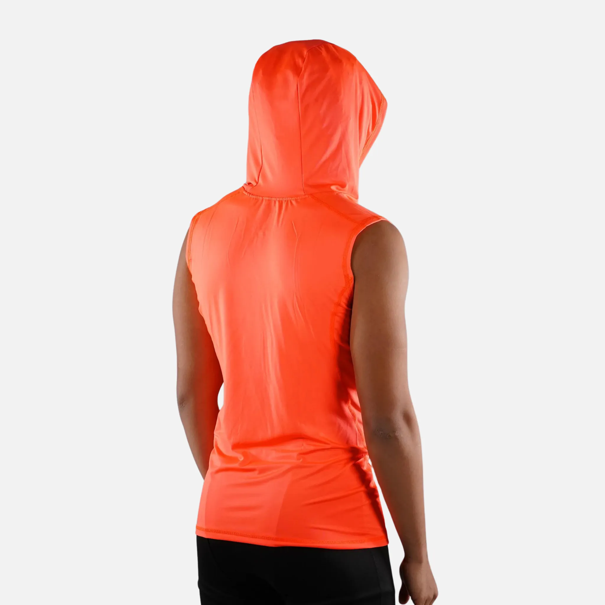 Neon Orange Sleeveless Compression Hoodie