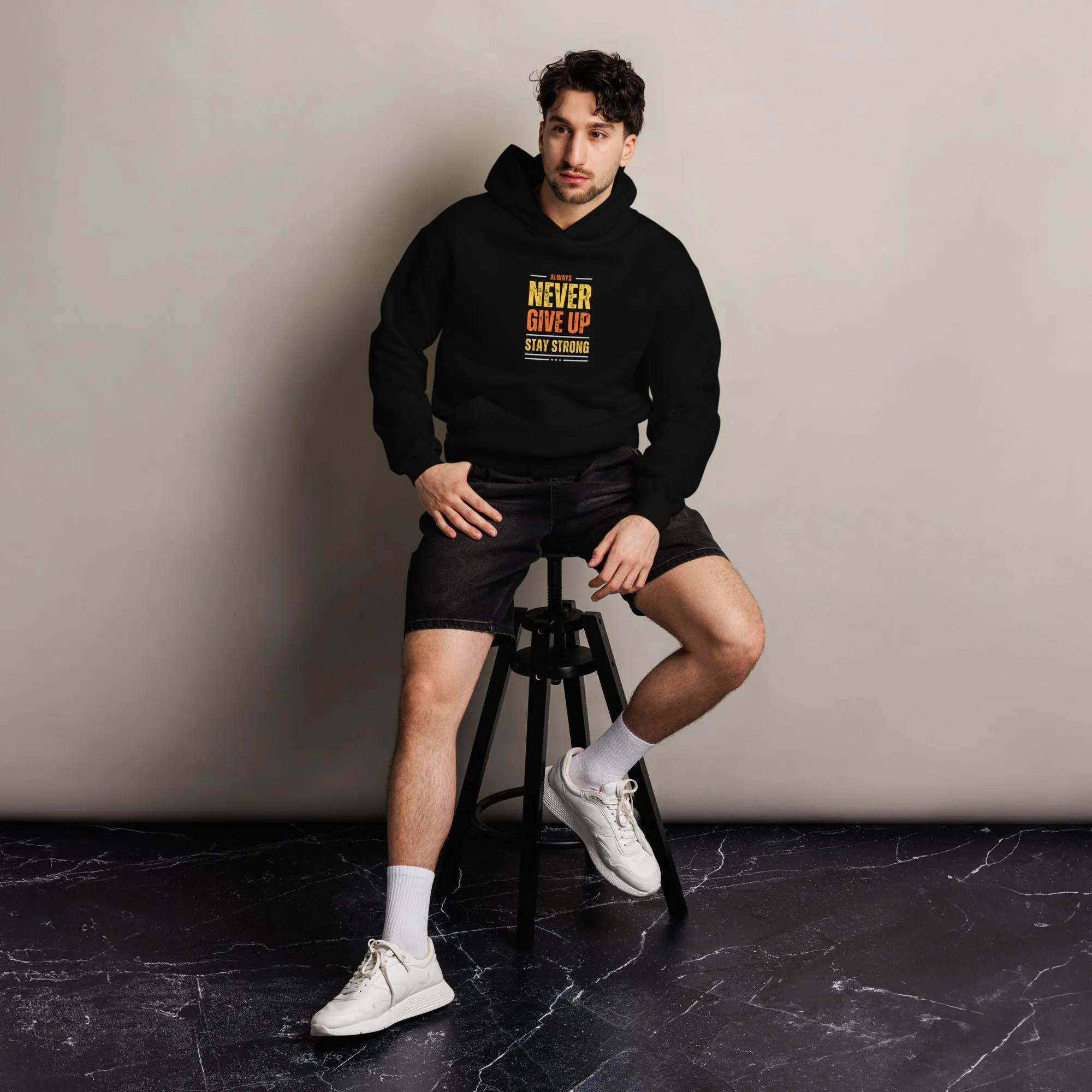 Never Give up Unisex oversized hoodie Black