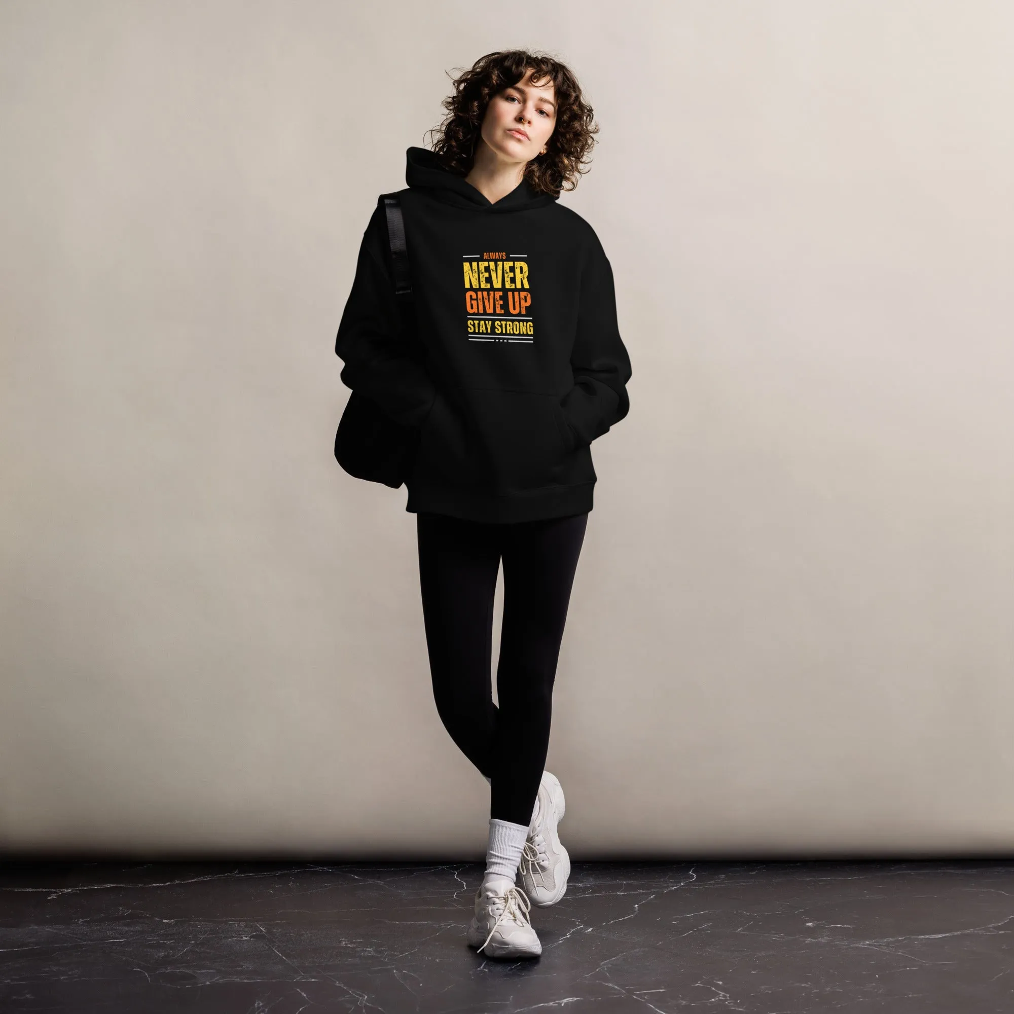 Never Give up Unisex oversized hoodie Black
