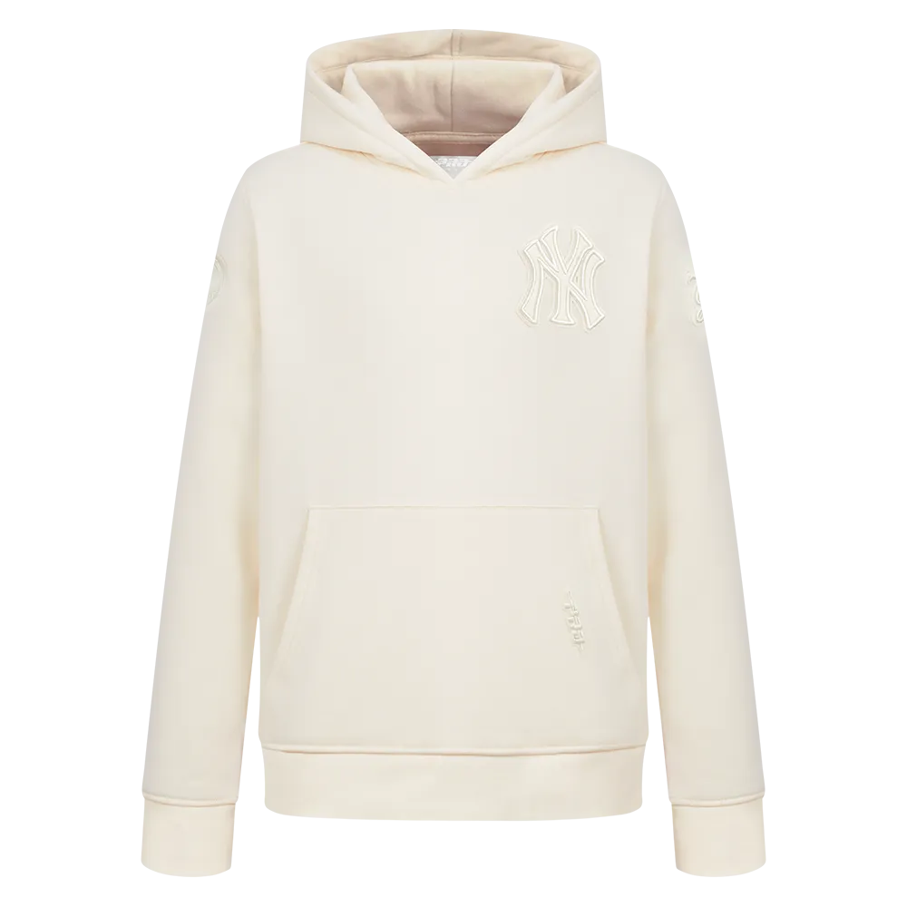 NEW YORK YANKEES NEUTRAL LITTLE BOYS FLC PO HOODIE (EGGSHELL)