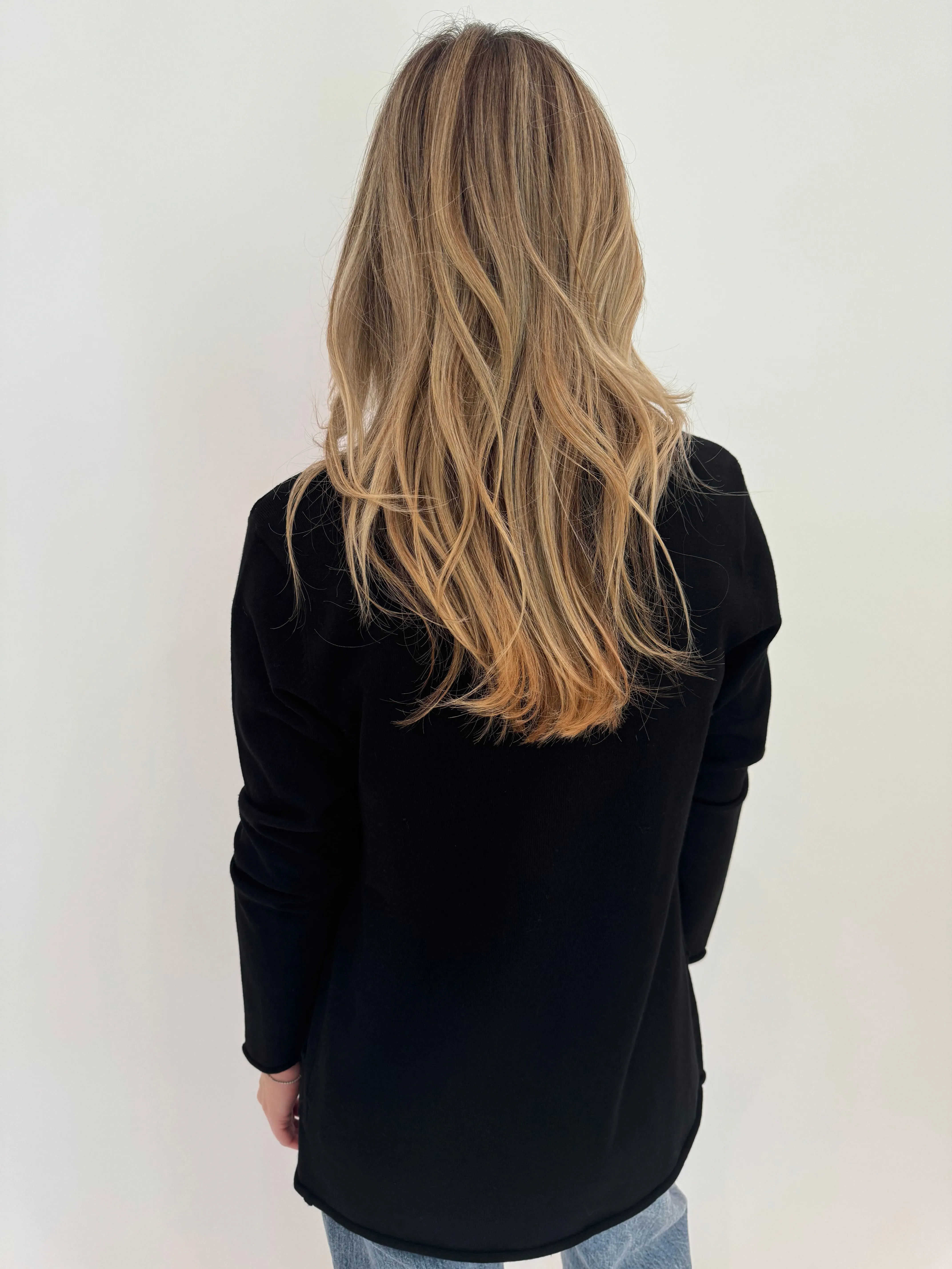 Olivia Long Open Cardigan - Black