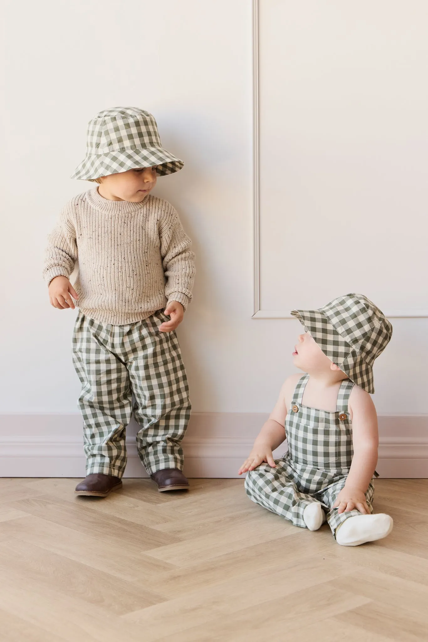 Organic Cotton Kingston Overall - Gingham Grape Leaf