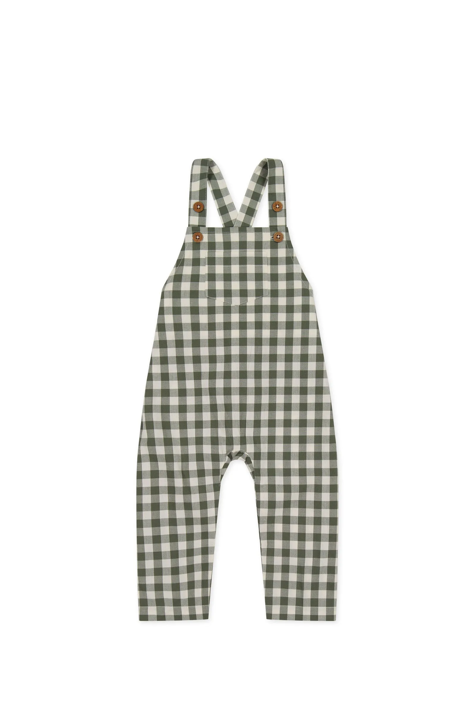 Organic Cotton Kingston Overall - Gingham Grape Leaf