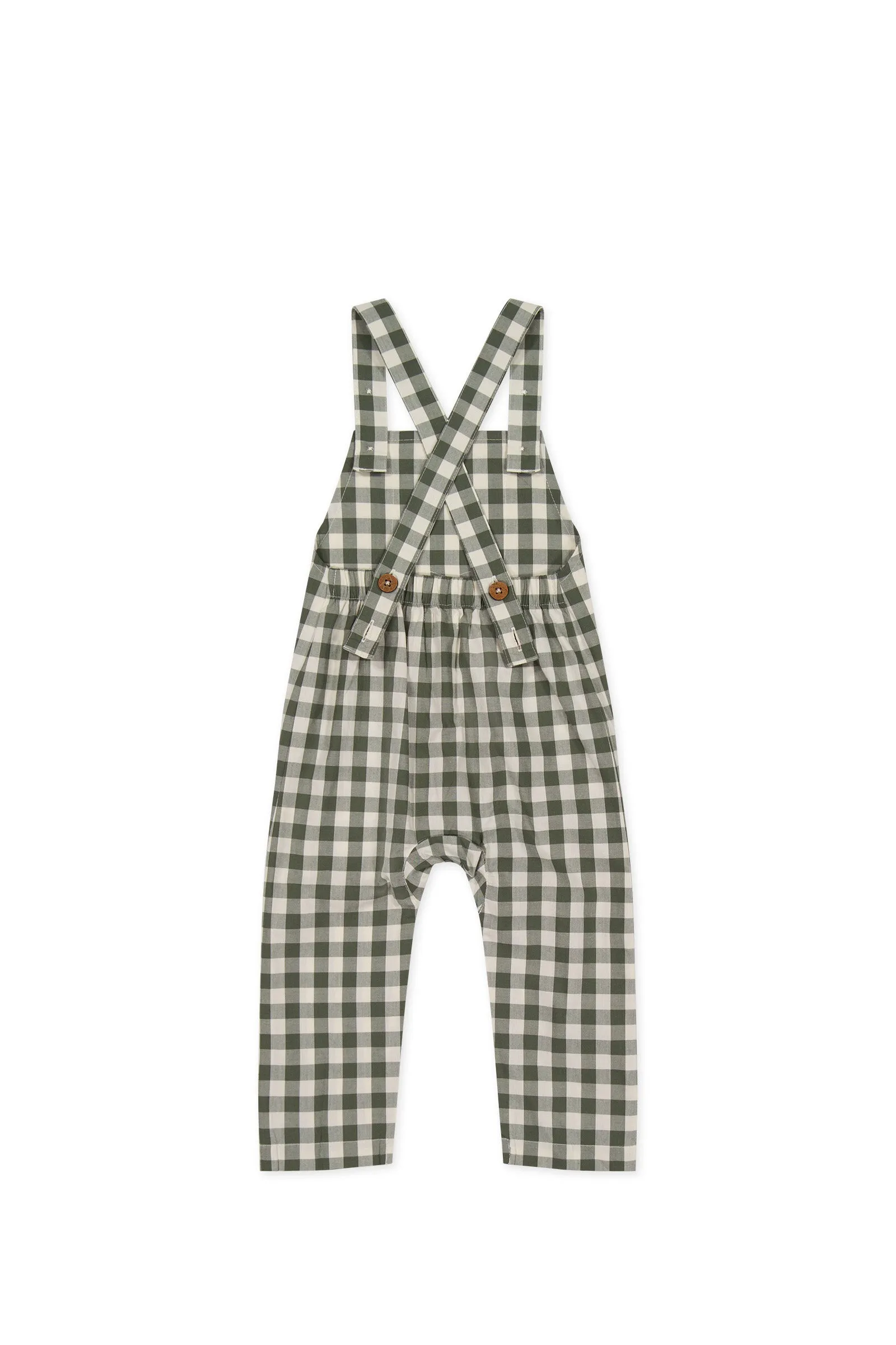 Organic Cotton Kingston Overall - Gingham Grape Leaf