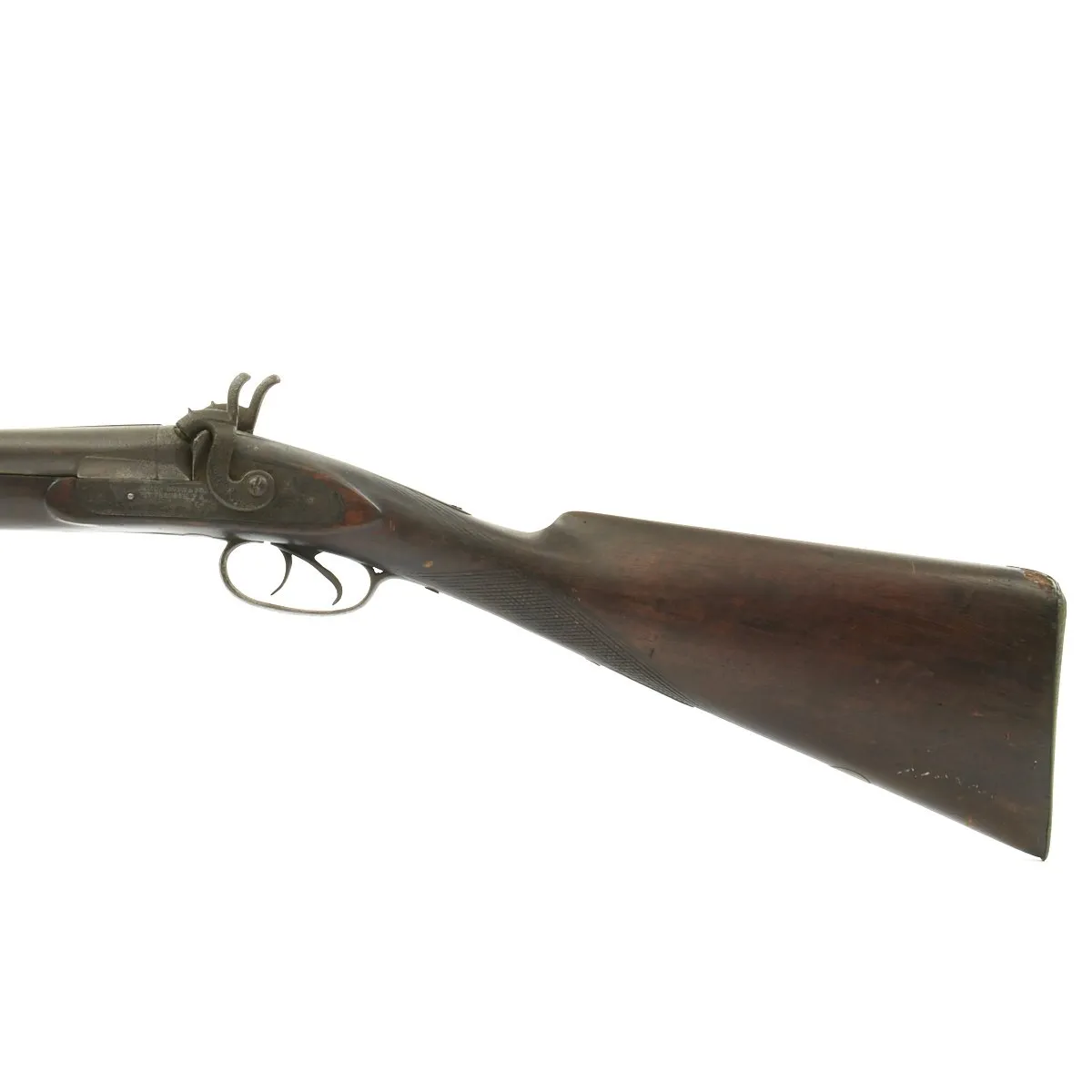 Original British Double Bbl. 16ga. Percussion Shotgun Sold in U.S. by James Bown & Sons - c.1840