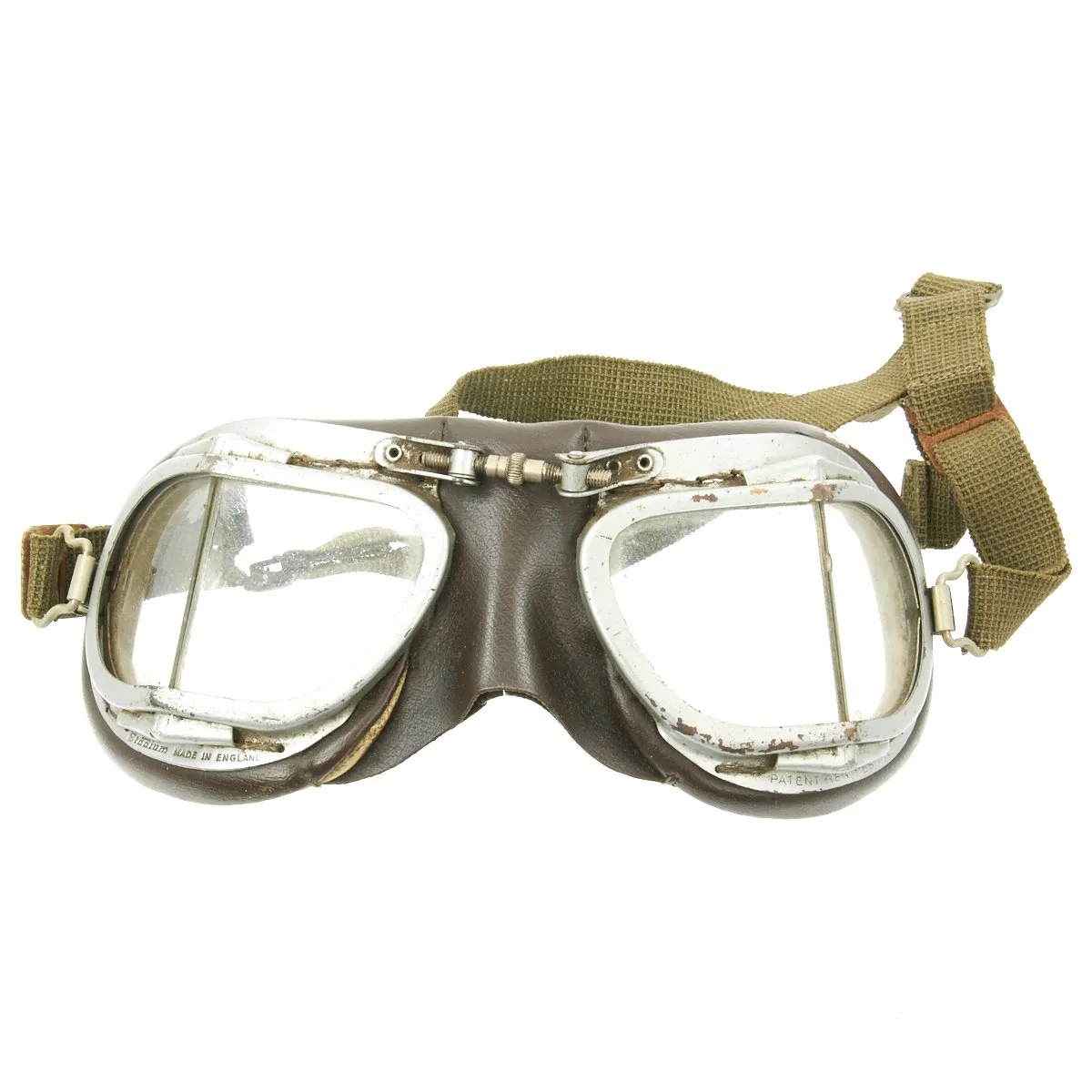 Original British WWII Named RAF Type C Leather Flying Helmet with Mk VIII Goggles