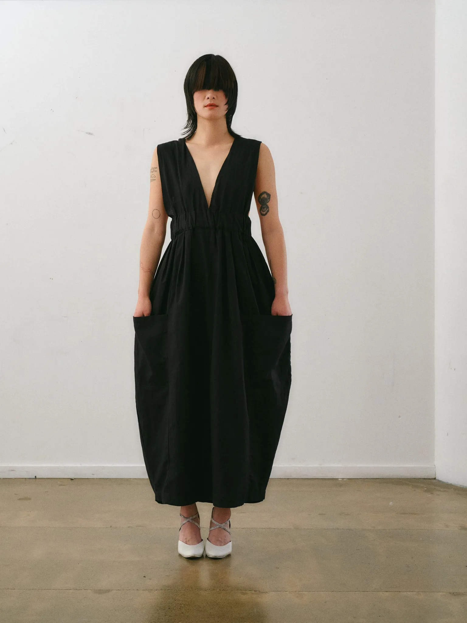 Otsu - Hiyori Overall Black Cotton