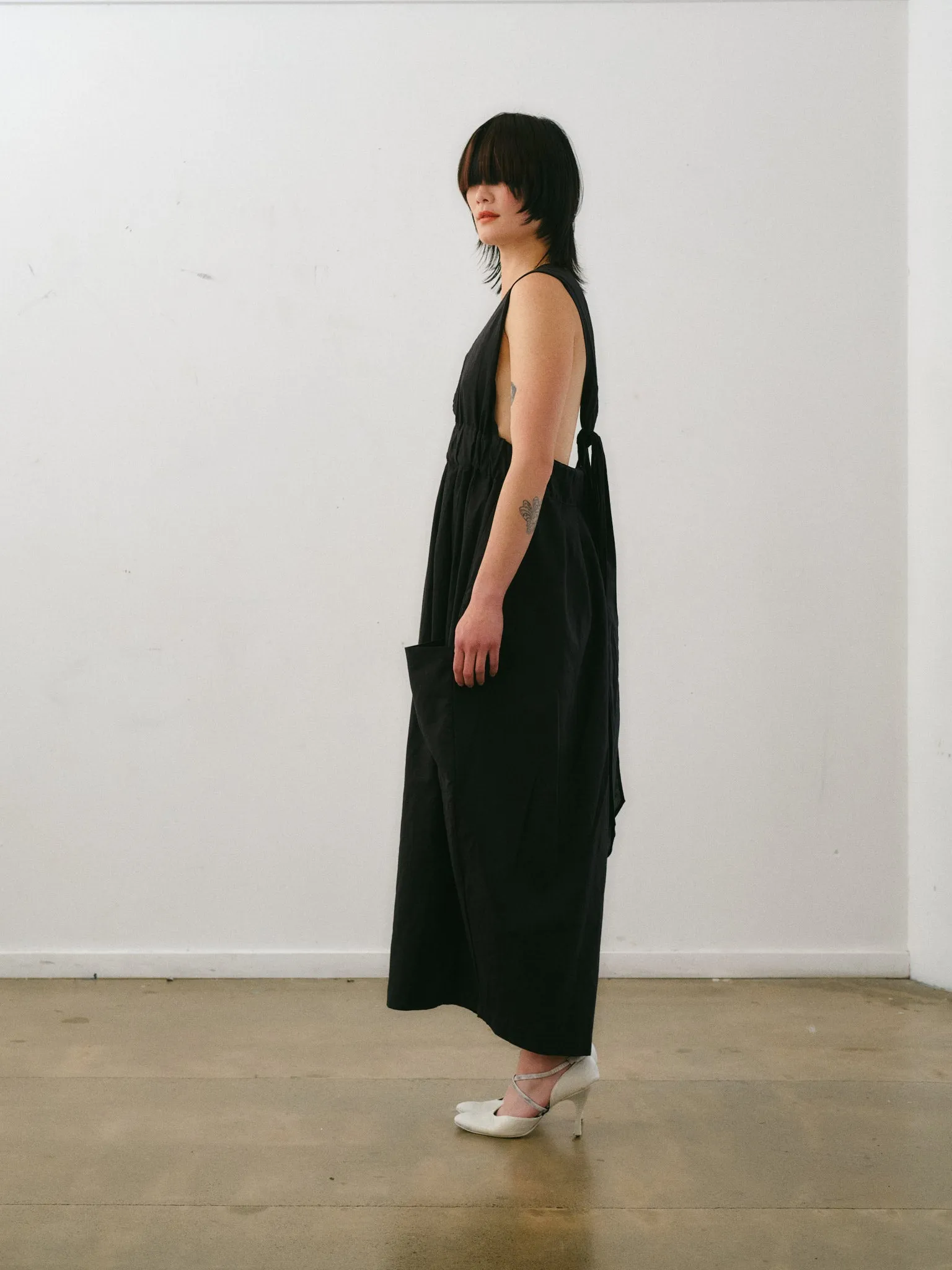 Otsu - Hiyori Overall Black Cotton