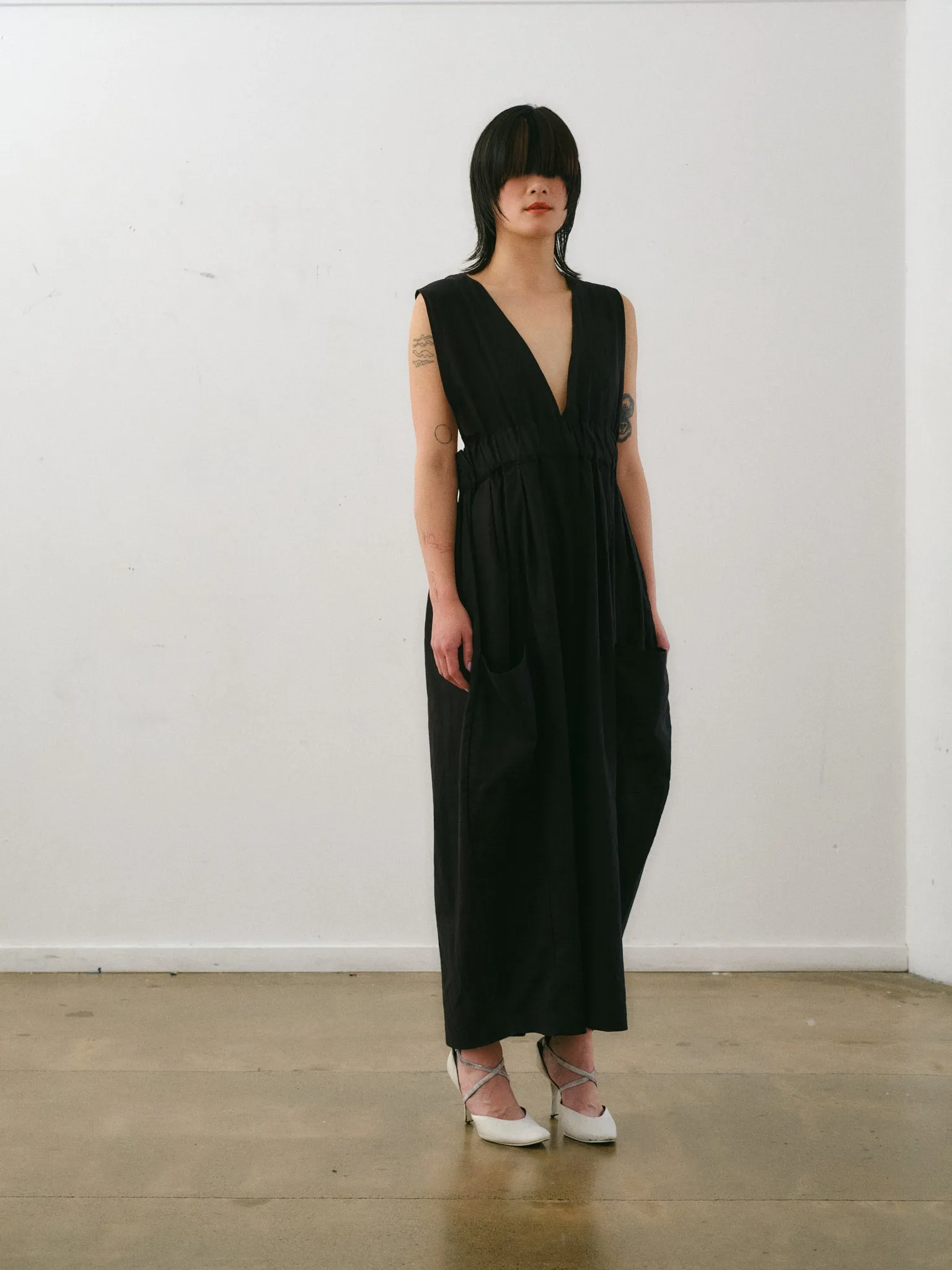 Otsu - Hiyori Overall Black Cotton