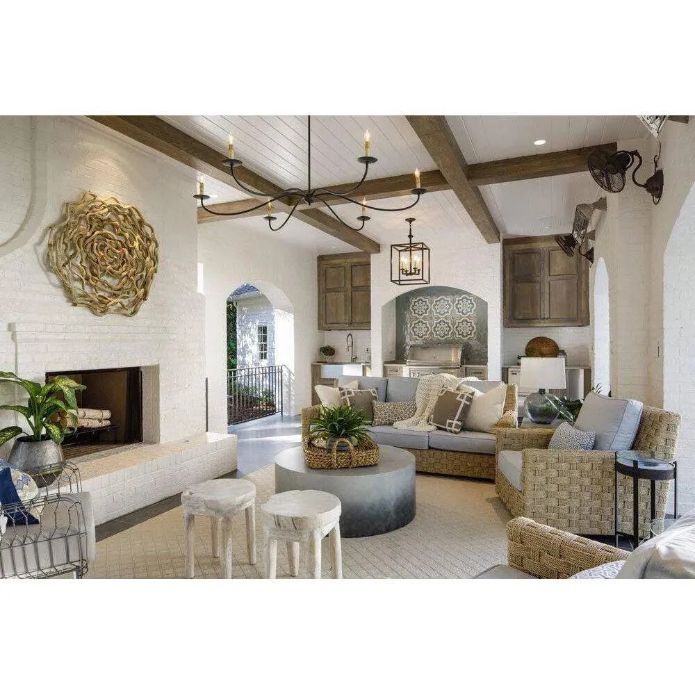 Painted Rattan Natural Rattan Saxon Rattan Small Chandelier