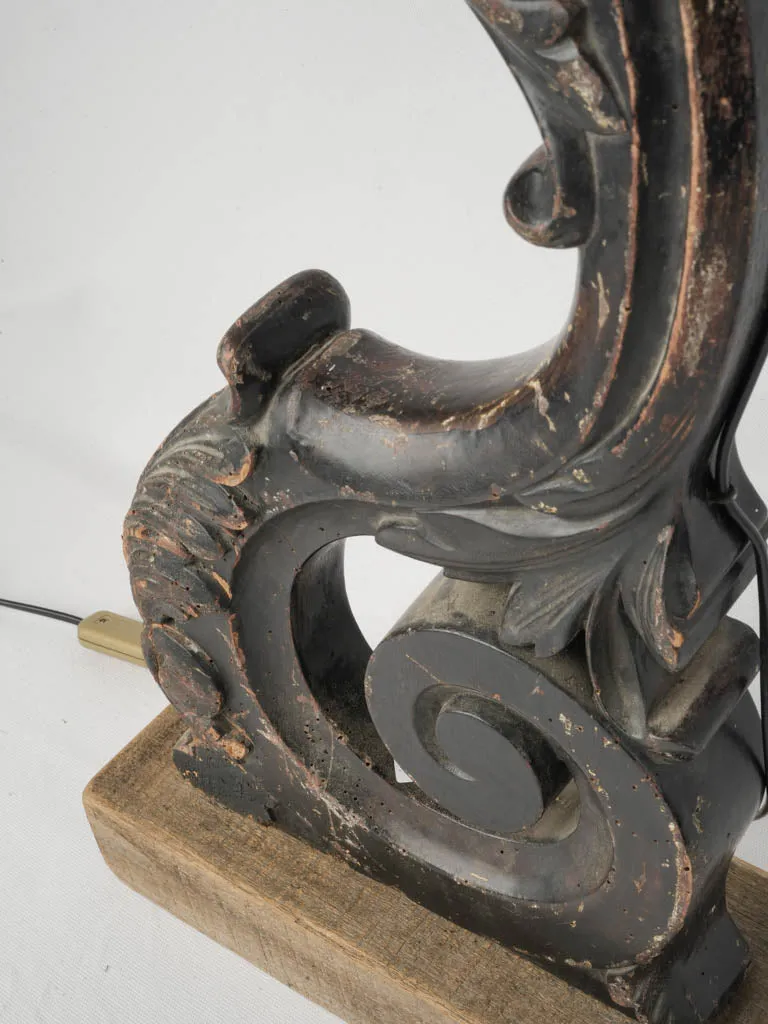 Pair of Napoleon III Blackened Wood Fragment Lamps 37¾"