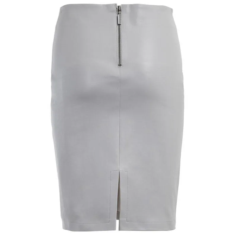Paloma Leather Pencil Grey Skirt by Max & Moi