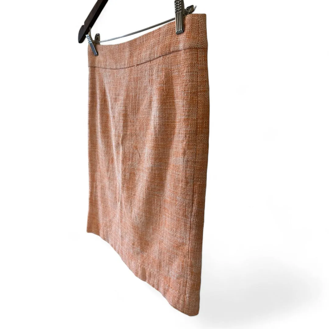 Peach Tweed Pencil Skirt Textured Office Wear
