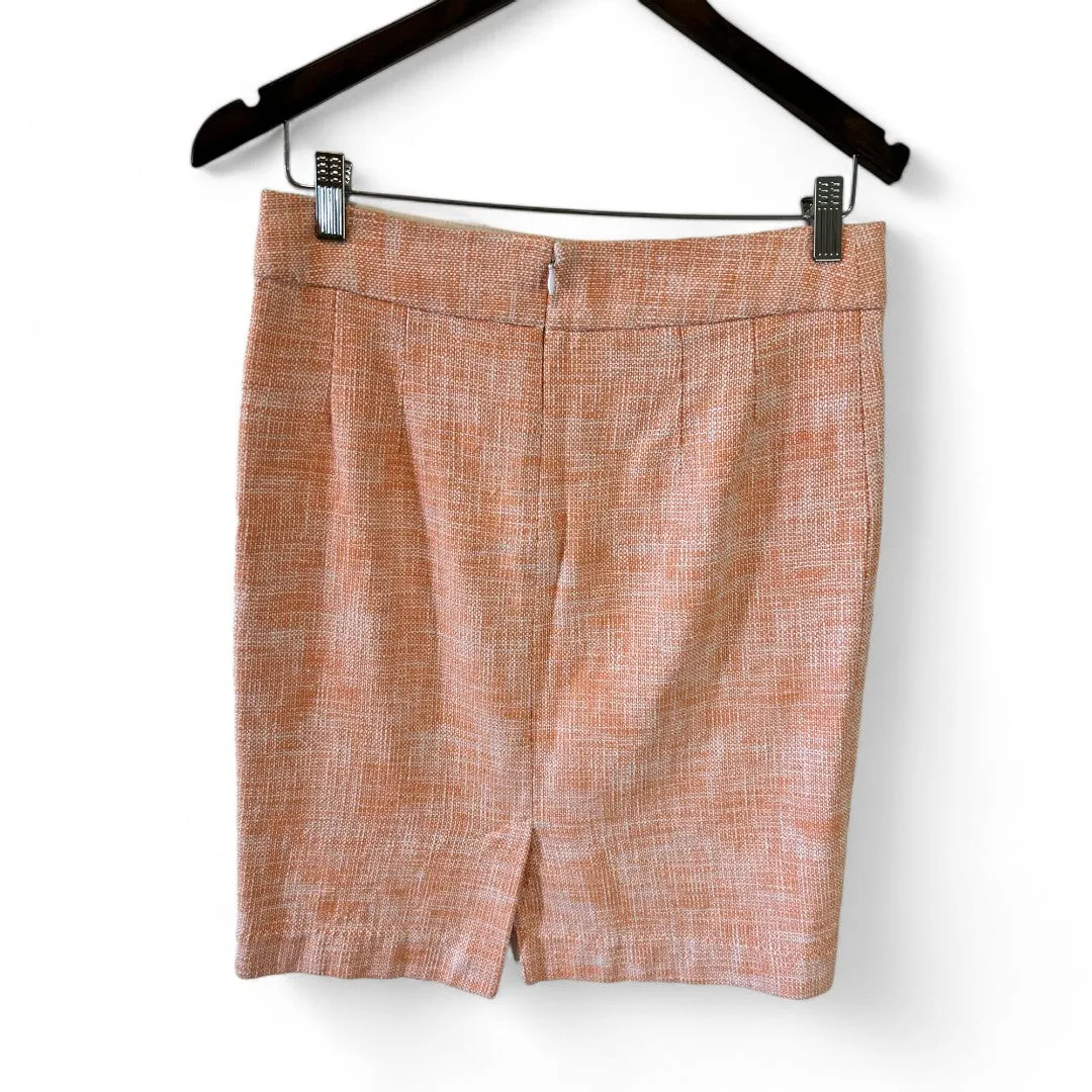 Peach Tweed Pencil Skirt Textured Office Wear