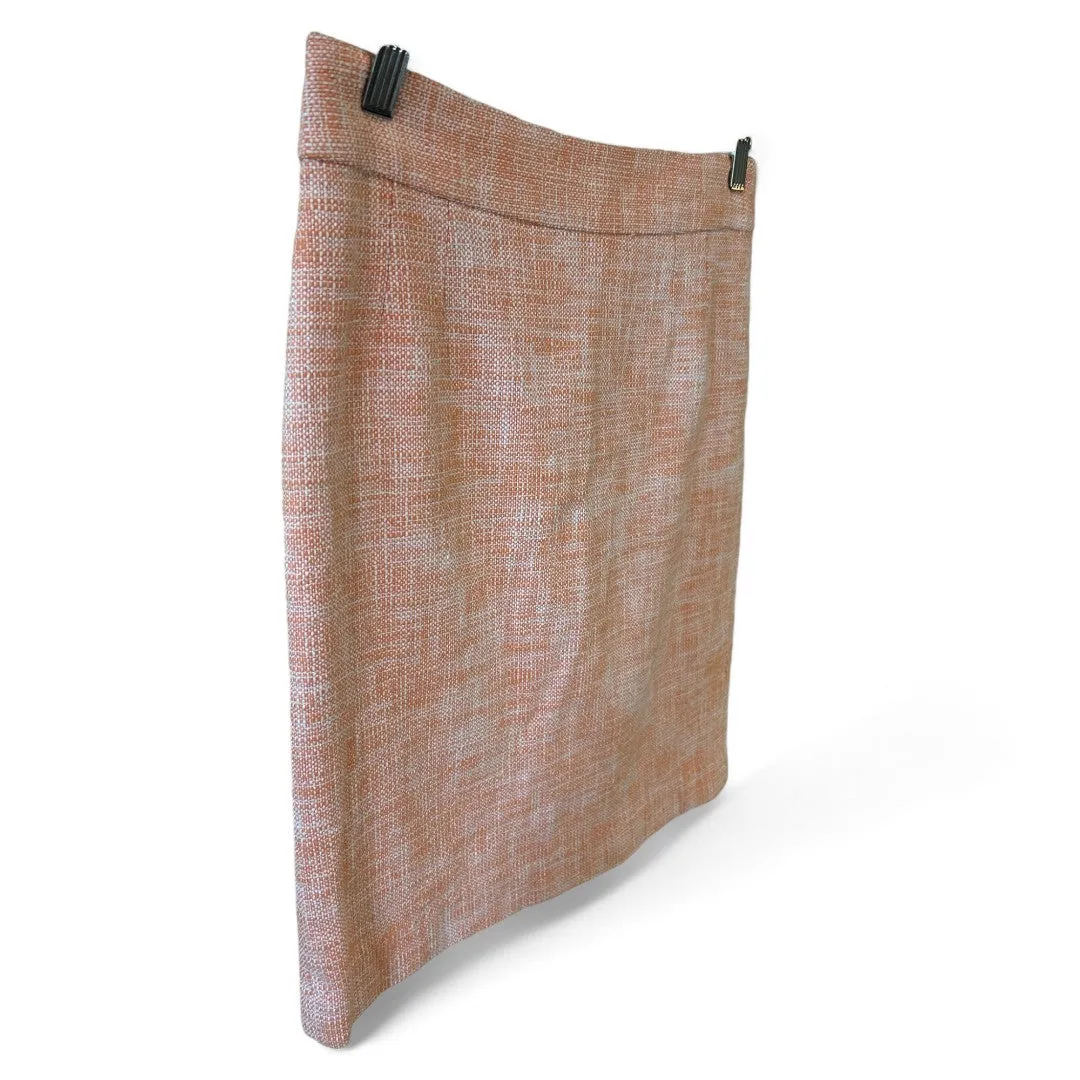 Peach Tweed Pencil Skirt Textured Office Wear