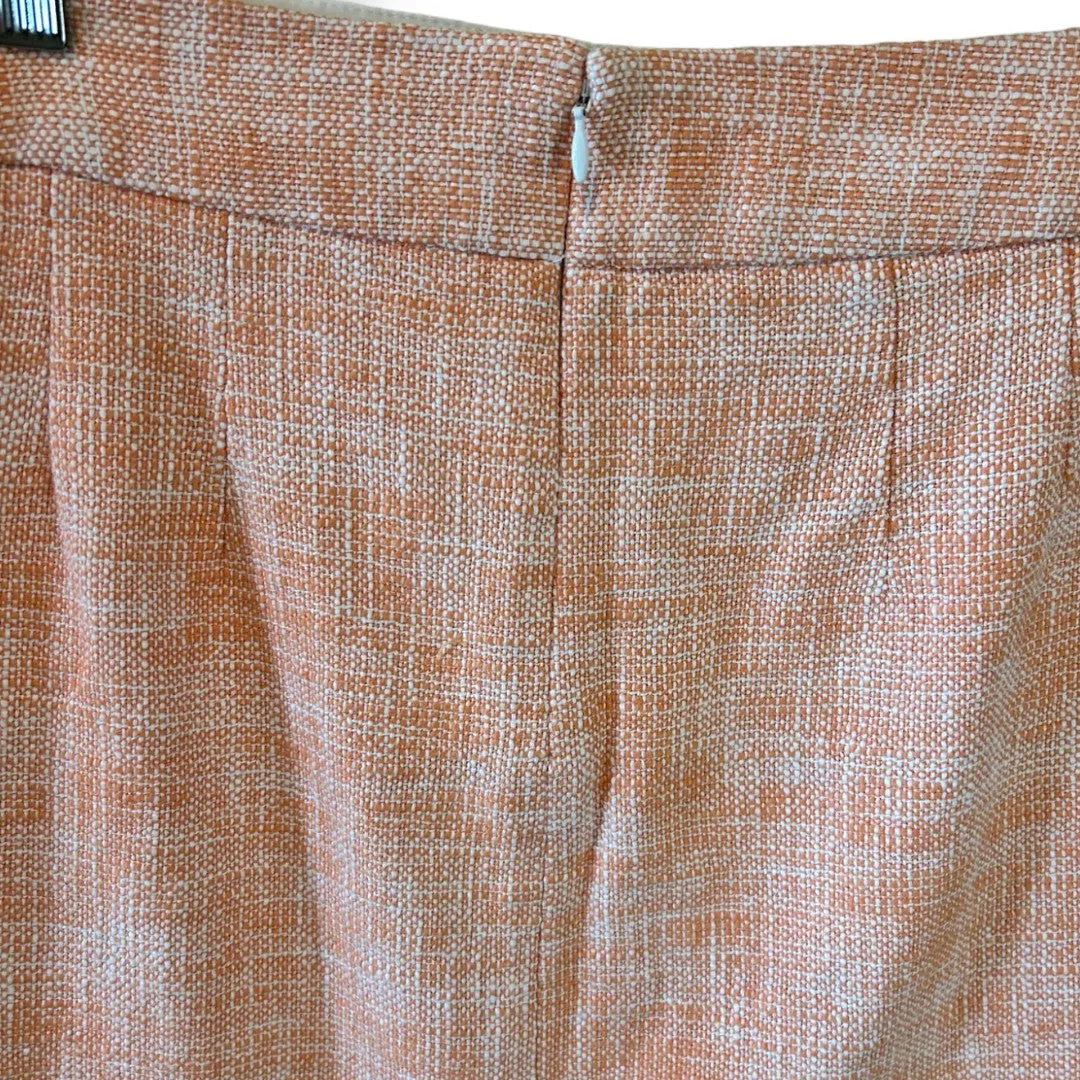 Peach Tweed Pencil Skirt Textured Office Wear