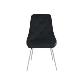 Plumeria Black Velvet Chair with Chrome Legs - Set of 2