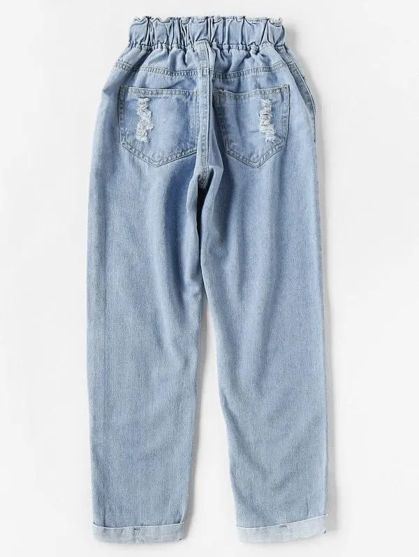 Plus Graphic Print Ripped Jeans
